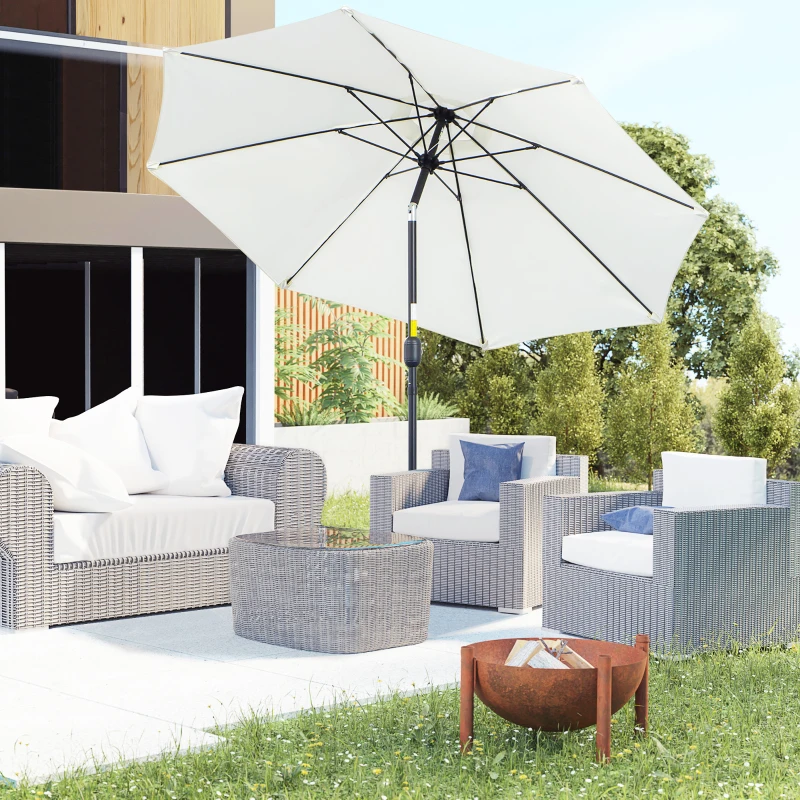 Best 2.7M Garden Parasol Umbrella with Glass Fibre Ribs and Aluminium Frame, Tilting Sun Shade Shelter Canopy, Cream White - Image 2