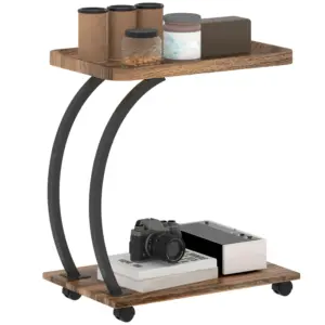 Best 2-Tier Mobile C-Shaped Side Table - Brown