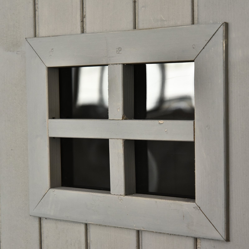 Best Wooden Garden Shed with Two Windows, Tool Storage Cabinet, Outdoor Double Door Organizer 127.5L x 50W x 164H cm, Grey - Image 9