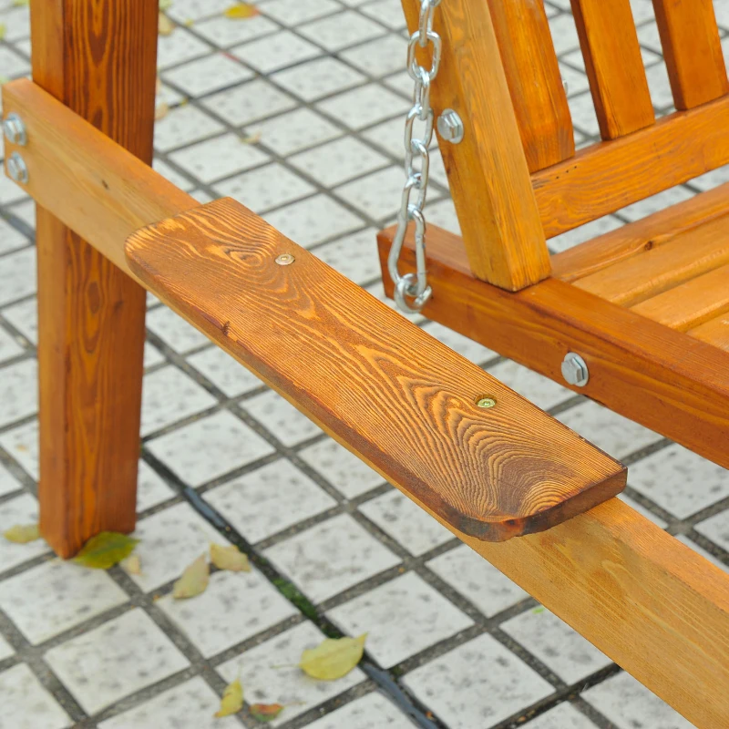 Best 2 Seater Garden Swing Seat Wooden Swing Chair Outdoor Hammock Bench Furniture, Cream White - Image 8