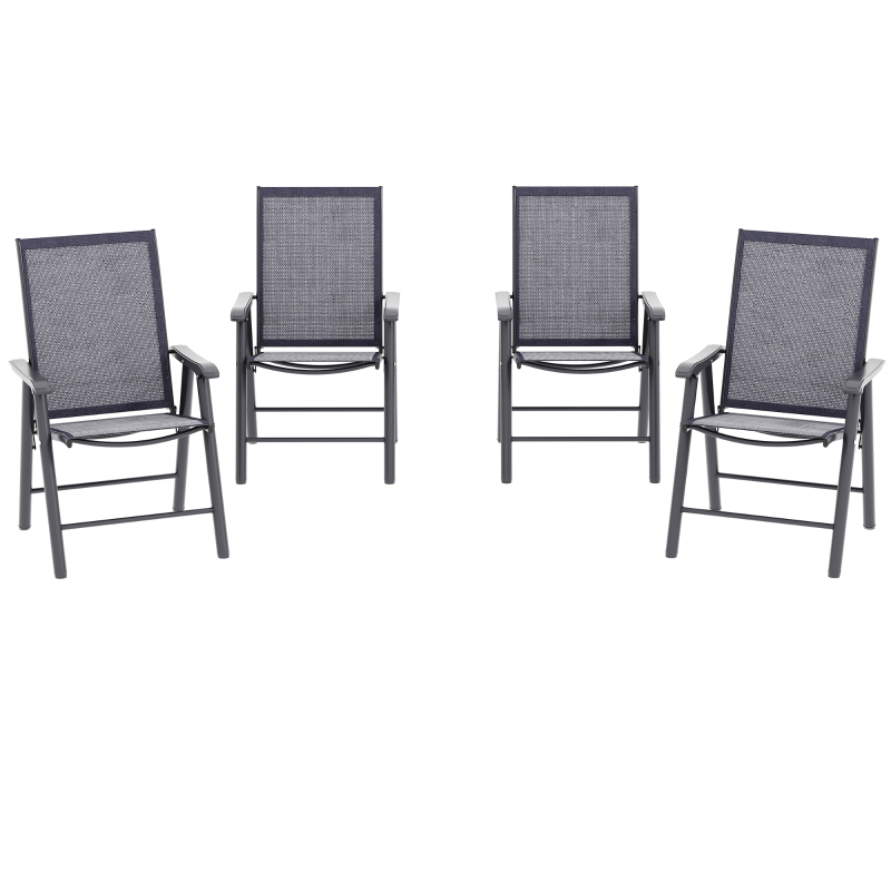 Best Set of 4 Foldable Metal Garden Chairs Outdoor Patio Park Dining Seat Furniture Charcoal Grey - Image 11
