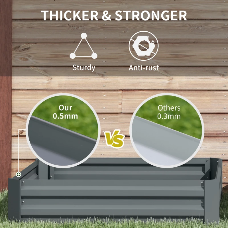 Best Set of 2 291L Raised Garden Bed, Elevated Galvanised Planter Box for Flowers, Herbs, 100x100x30cm, Dark Grey - Image 6