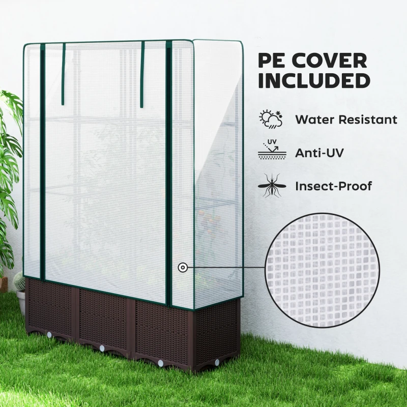 Best Raised Garden Bed with Trellis, Plastic Planter Box with PE Cover, Drainage Holes and Drain Plugs for Climbing Plants, Vegetables, Flowers, 120 x 40 x 140 cm - Image 5