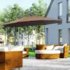 Best 2.45m Overhanging Cantilever Parasol, Heavy Duty Waterproof Garden Umbrella with Cross Base, Brown - Image 2