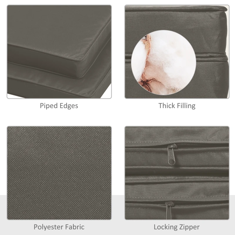 Best Set of 2 Garden Chair Cushions with Ties, 45 x 45 cm Replacement Cushions for Outdoor Furniture, Dark Grey - Image 4