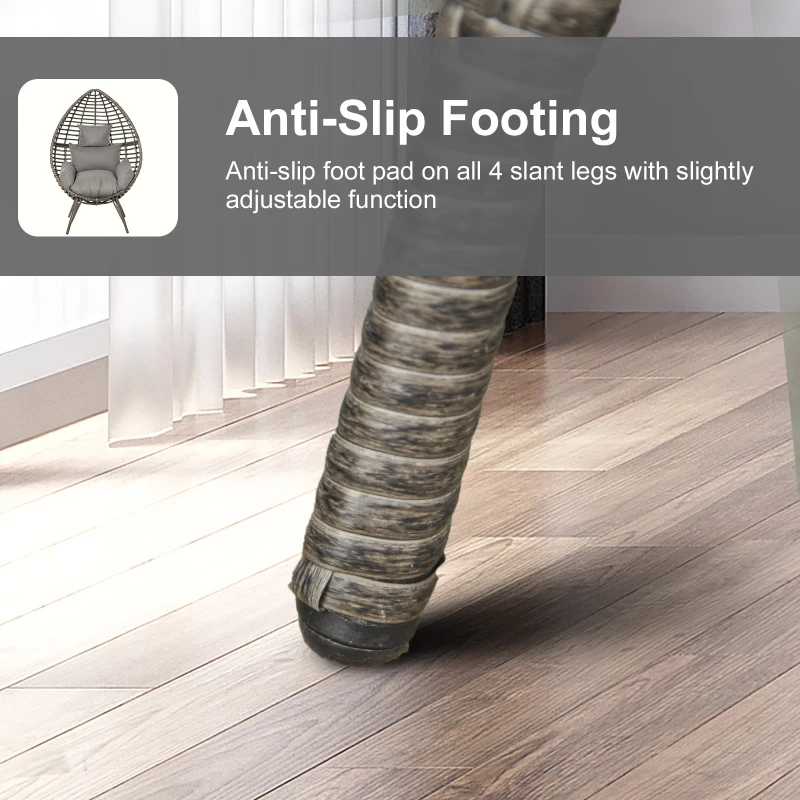 Best Teardop PE Wicker Rattan Chair w/ Thick Cushions 4 Legs Outdoor Seat Egg Garden - Image 6