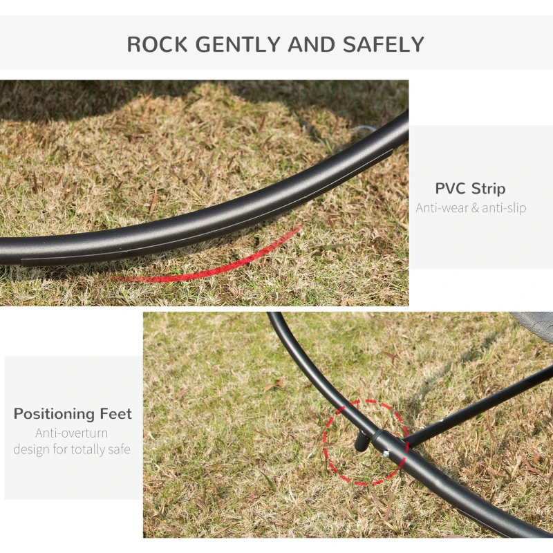 Best Double Sun Lounger, Rocking Lounger Sunbed Daybed with Armrest and Headrest Pillow, for Two, For Outdoor Patio Garden, Grey - Image 4