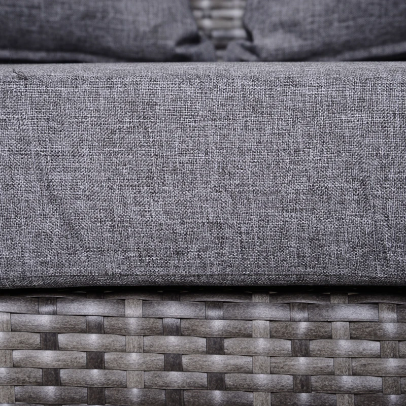 Best 5 Pieces Rattan Garden Furniture Set, 4 Seater Half-Round Garden Sofa Set with Thickened Cushions, Wicker Conservatory Furniture with 4 Chairs, Rattan Coffee Table and Pillows, Grey - Image 8