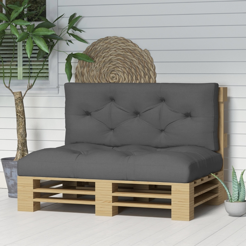 Best 2 Seater Pallet Seat Cushions Back Pillows Replacement, Patio Chair Cushions Set for Indoor Outdoor, Charcoal Grey - Image 10