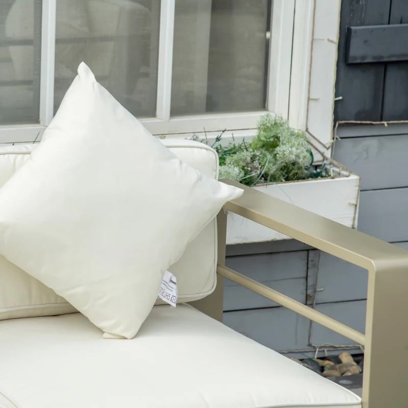 Best 4 Pieces Outdoor Garden Furniture Set, Aluminium Frame Backyard Furniture w/ Thick Padded Cushioned Loveseat, 2 Chairs, and Glass Top Table, Champagne Gold - Image 8