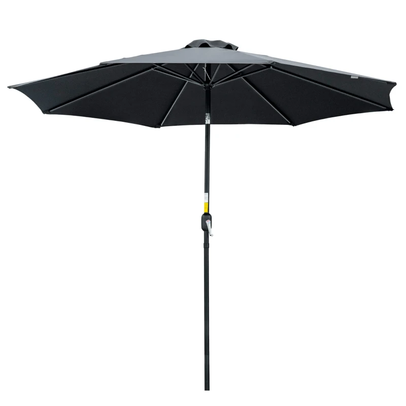 Best 3(m) Tilting Parasol Garden Umbrellas, Outdoor Sun Shade with 8 Ribs, Tilt and Crank Handle for Balcony, Bench, Garden, Black