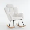 Teddy Fabric Rocking Chair with Tufted Upholstery, Padded Seat, Ergonomic Backrest, Ideal for Bedroom, Hallway, 102L x 70W x 105H cm, White - Image 2