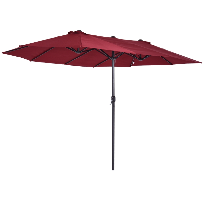 Best 4.6m Double-Sided Patio Parasol Sun Umbrella-Wine Red - Image 13