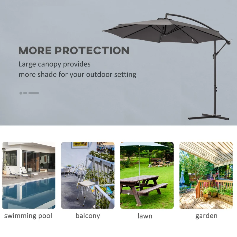 Best Cantilever Umbrella Parasol Hanging Banana Steel Dark Grey 3M Patio - Image 6