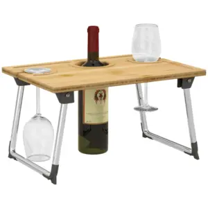 Best Portable Bamboo Top Wine and Glass Picnic Table