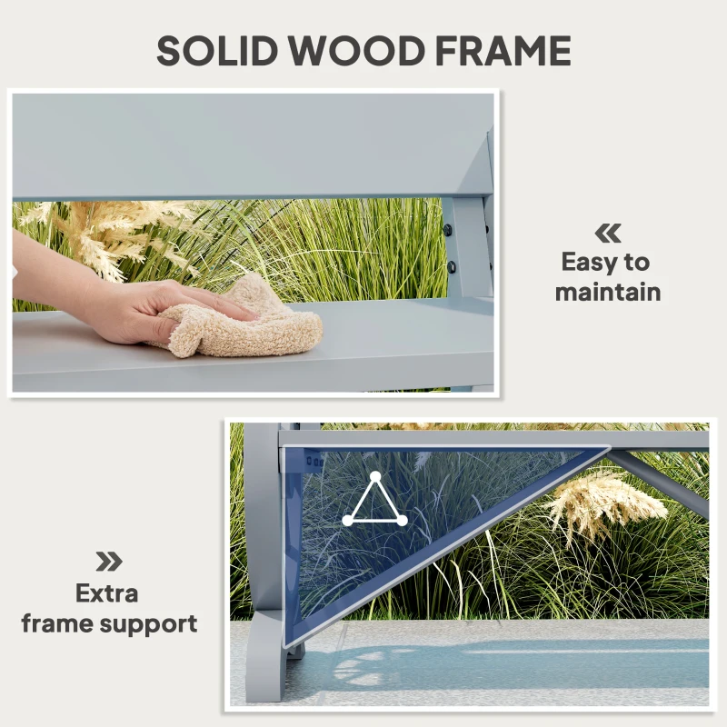 Best Fir Wood 2-Seater Outdoor Garden Wagon Wheel Bench, Grey - Image 4