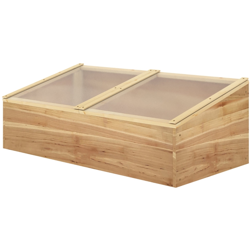 Best Wooden Cold Frame Greenhouse Garden Polycarbonate Grow House with Independent Openable Top Covers for Flowers, Vegetables, Plants, 100 x 50 x 36 cm, Natural - Image 11