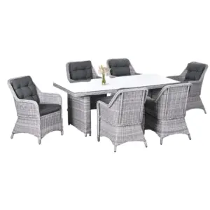 Best Seven-Piece Rattan Dining Set - Mixed Grey