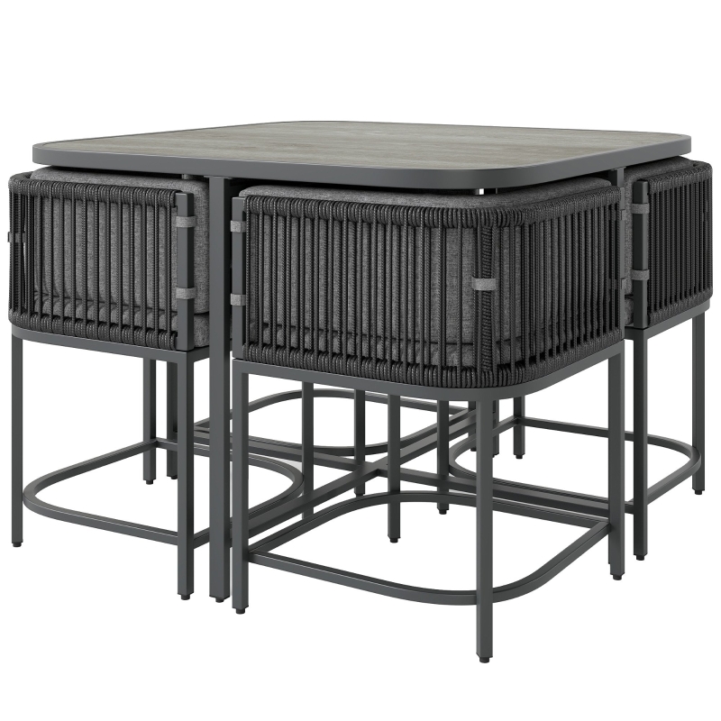 Best 4-Seater Rattan Cube Garden Furniture Set with Cushions - Charcoal Grey - Image 10