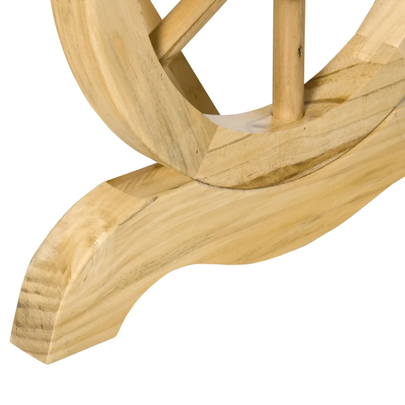 Best 2-Person Garden Bench Rustic Wooden Outdoor Bench with Wheel-Shaped Legs Slatted Seat for Patio Natural Wood Effect - Image 8