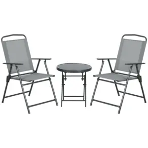 Best Three-Piece Garden Seat Set, with Glass-Top Table - Light Grey