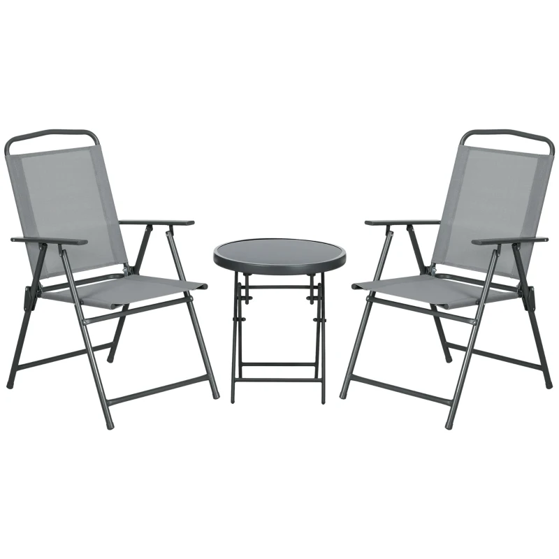 Best Three-Piece Garden Seat Set, with Glass-Top Table - Light Grey