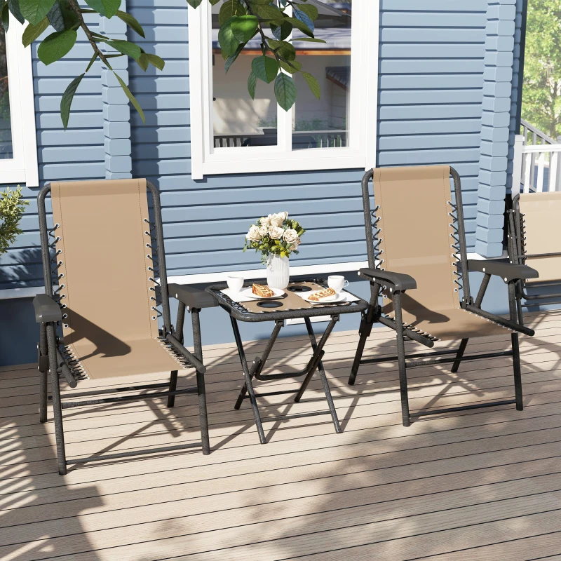 Best Three-Piece Garden Table and Chair Set - Khaki - Image 8