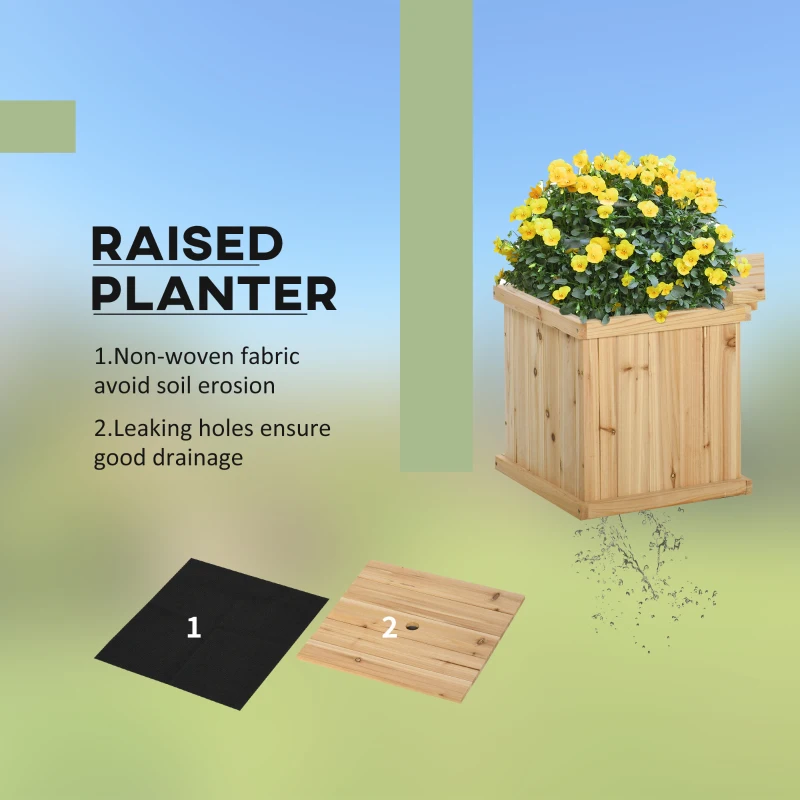 Best 37L Wooden Garden Planter & Bench Combination Garden Raised Bed Patio Park Natural 176 x 38 x 40 cm - Image 5
