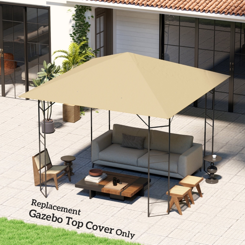 Best 3 x 3(m) Gazebo Canopy Replacement Cover, Garden Gazebo Roof Replacement with Drain Holes, Water Resistant PVC Coating, 370g/㎡, UPF30+, TOP COVER ONLY, Beige - Image 10