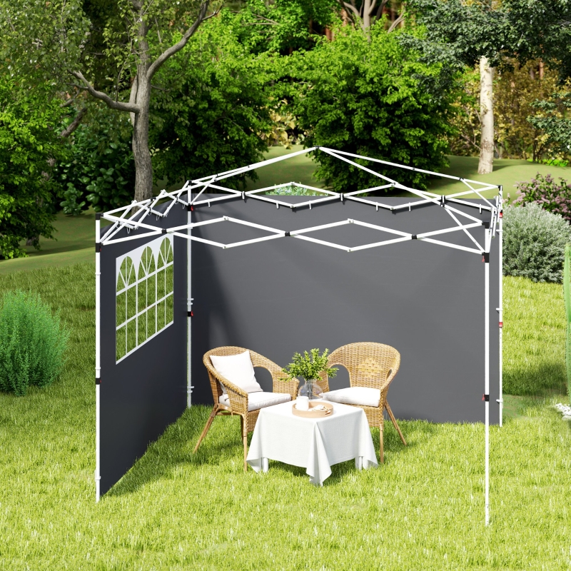 Best 3 Meters Gazebo Replaceable Exchangeable Side Panel Wall Panels Walls With Window, Dark Grey - Image 10