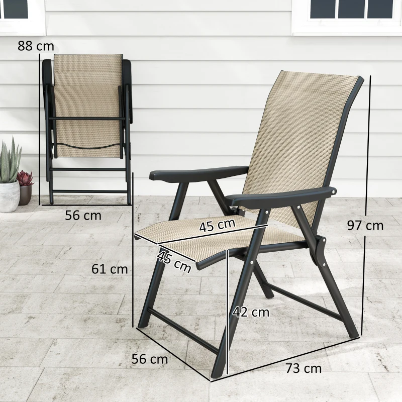 Best Set of Four Folding Outdoor Chairs - Brown/Black - Image 3