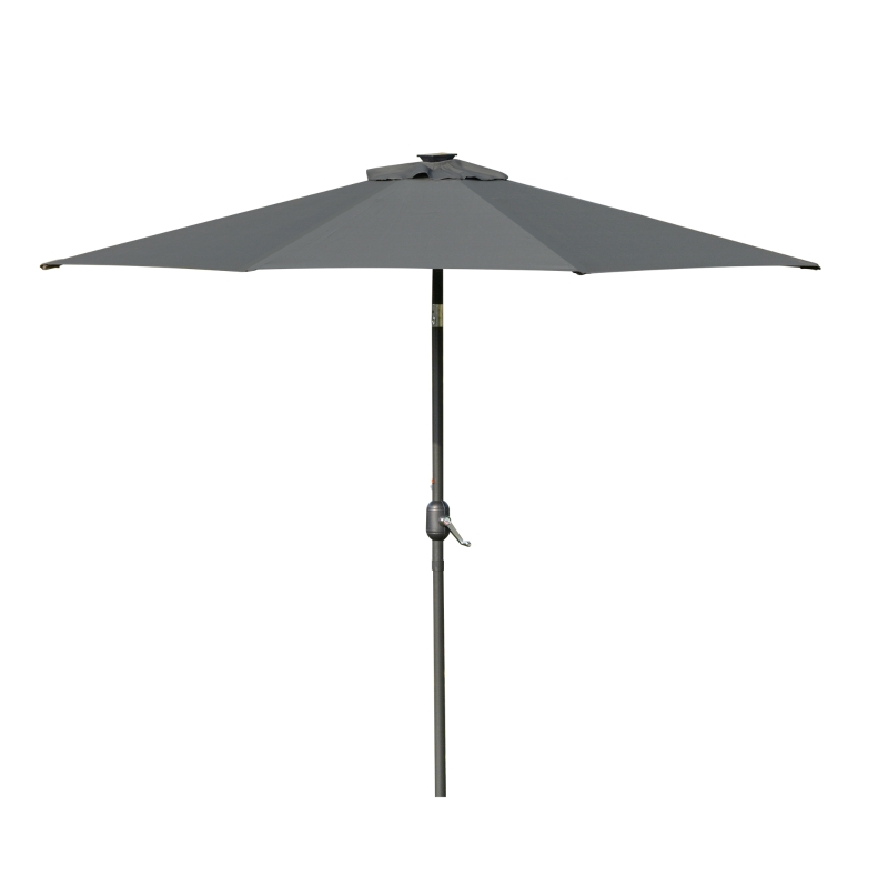 Best 2.7m Patio Garden Umbrella Outdoor Parasol with Tilt Crank and 24 LEDs Lights (Grey) - Image 12