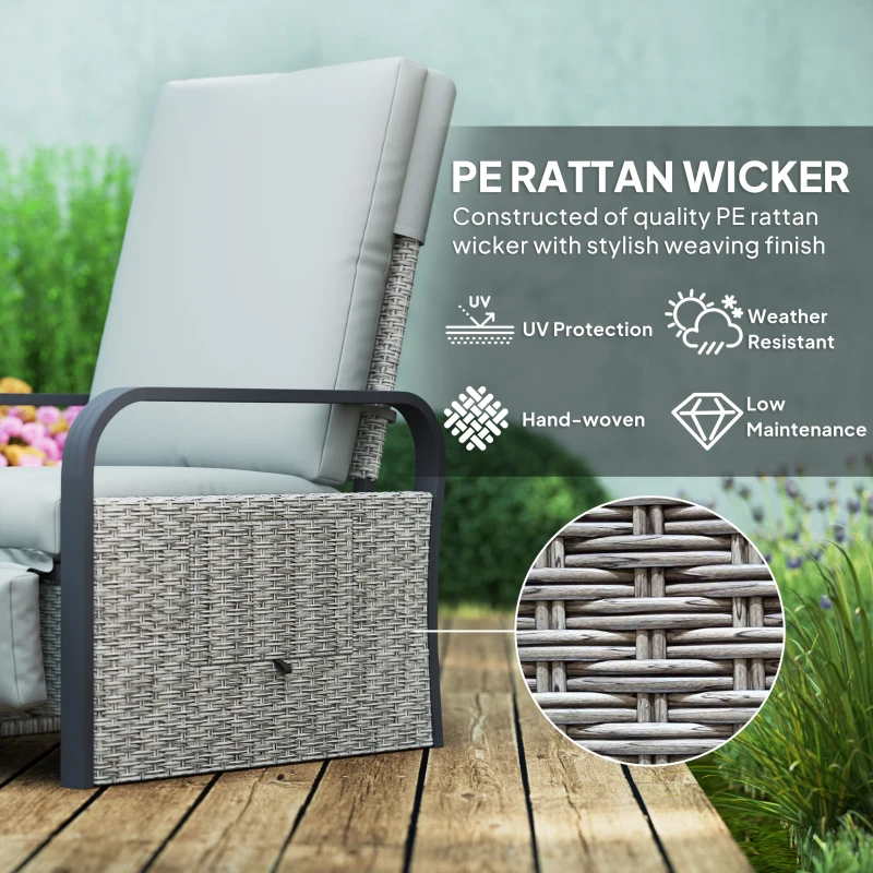 Best 140° Reclining Rattan Armchair - Mixed Grey - Image 5