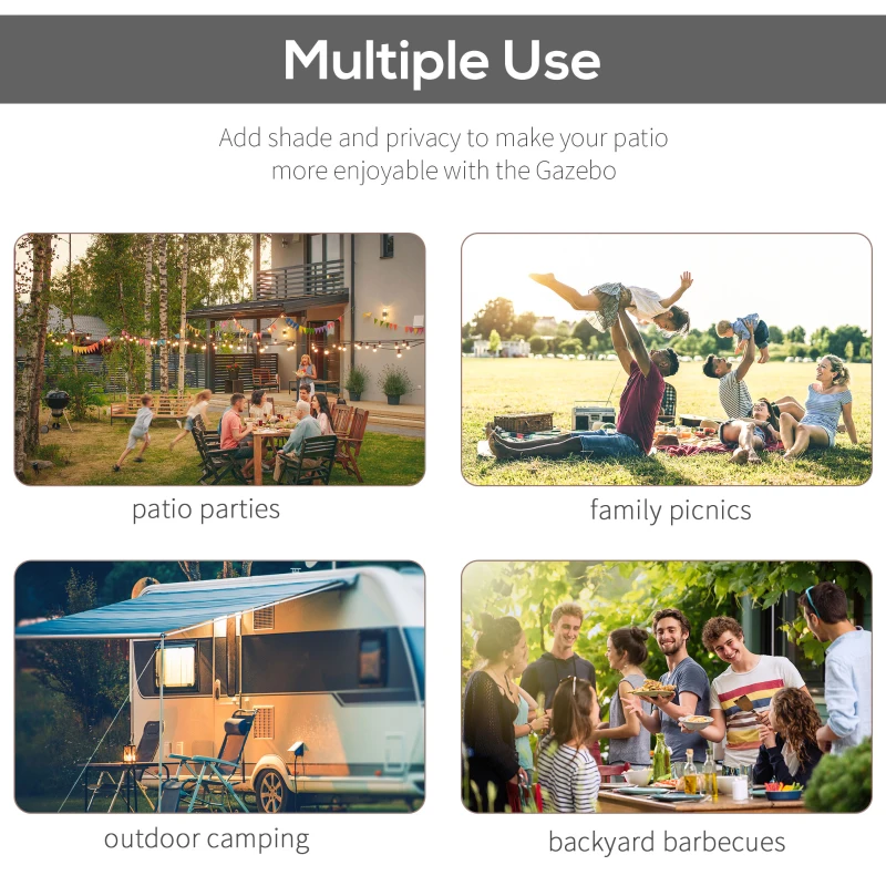 Best 3 x 2.5m Patio Metal Gazebo Door Window Awning Wall Mount Metal Outdoor Shelter Charcoal Grey - Image 5