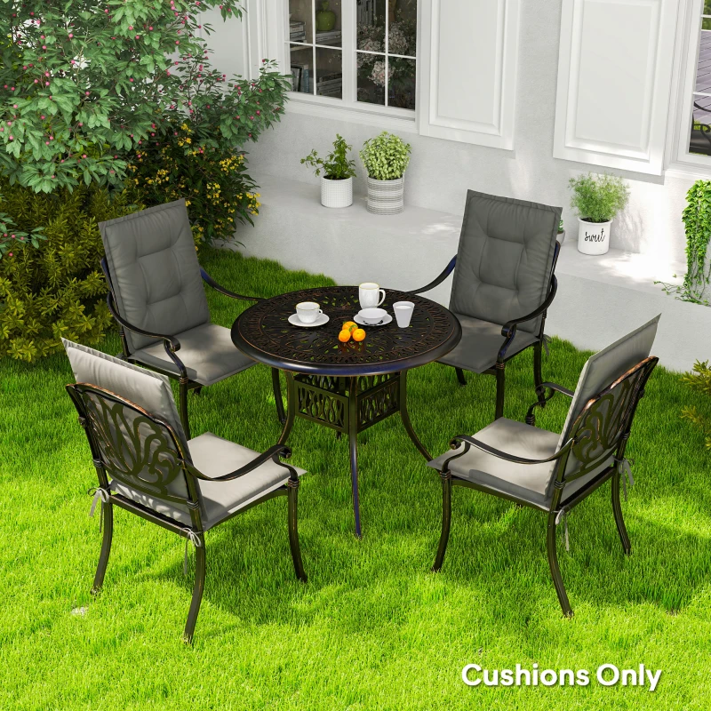 Best Set of Four Padded Garden Seat Cushions - Light Grey - Image 2