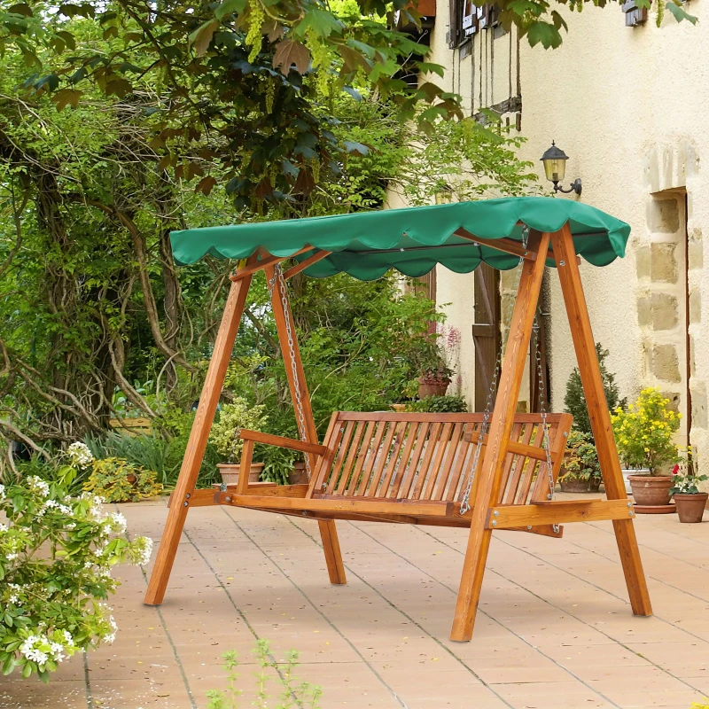 Best 3-Seater Pinewood Swing Chair-Green - Image 2