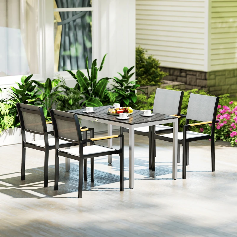 Best Garden Table for 4-6, 120 x 70 cm Outdoor Dining Table with Rust-Resistant Aluminium Frame, Easy Maintenance Slatted Top, for Patio, Terrace, Balcony, Black - Image 8