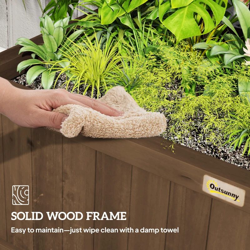 Best Raised Bed with Drainage Holes, Wood Planter with Trellis for Climbing Plants to Grow Vegetables, Flowers, Brown - Image 7