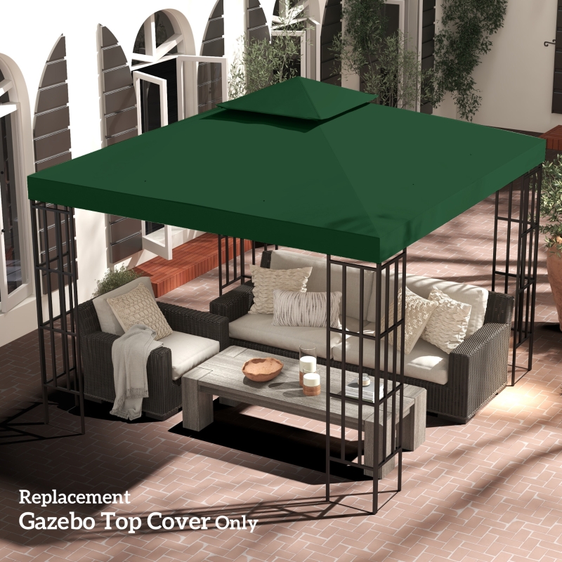 Best 3(m) Gazebo Top Cover Double Tier Canopy Replacement Pavilion Roof Dark Green - Image 10