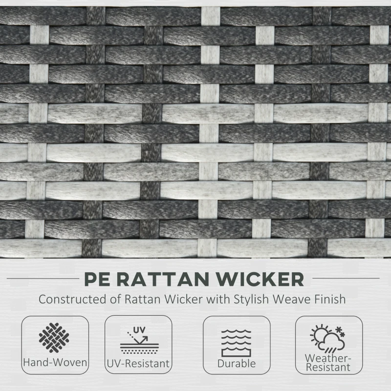 Best 6 PC Rattan Sofa Coffee Table Set Sectional Wicker Weave Furniture for Garden Outdoor Conservatory w/ Pillow Cushion Grey - Image 4