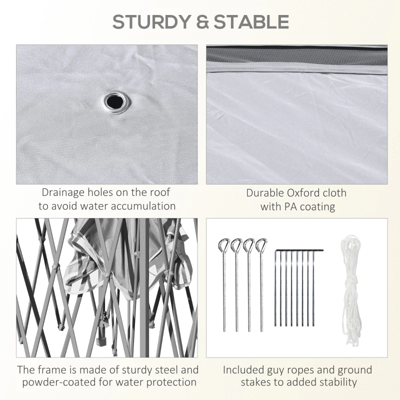 Best 3.3 x 3.3m Pop Up Gazebo, Double Roof Foldable Canopy Tent with Zipped Mesh Sidewalls, Height Adjustable and Carrying Bag, Event Tent for Patio Garden, Grey - Image 7