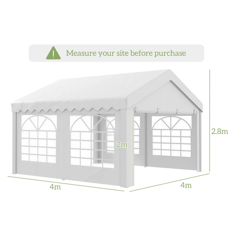 Best 4m x 4m Marquee Party Tent Wedding Canopy, Pop Up Gazebo with Sidewalls, Doors, Windows, Galvanised Garden Gazebo for Parties Events, White - Image 3