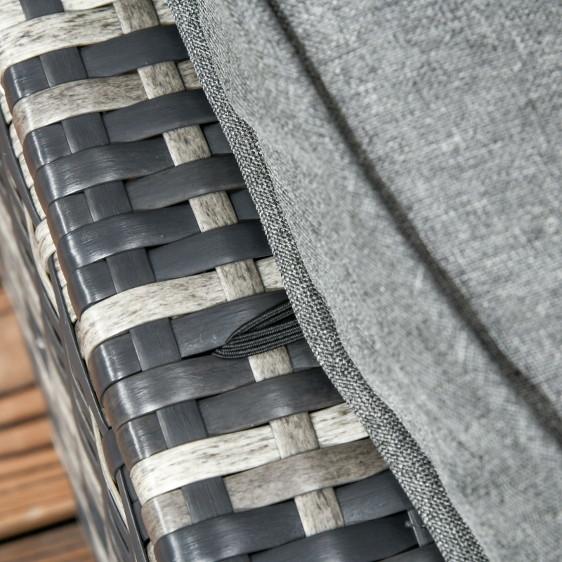 Best 6 Piece Rattan Garden Furniture Set, 8-Seater Outdoor Sofa Sectional with 3 Cushioned Loveseat 2 Footstools Table Grey - Image 9