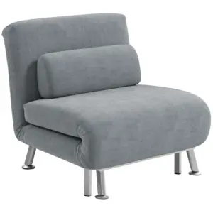 Best Single Velvet-Feel Sleeper Chair - Grey