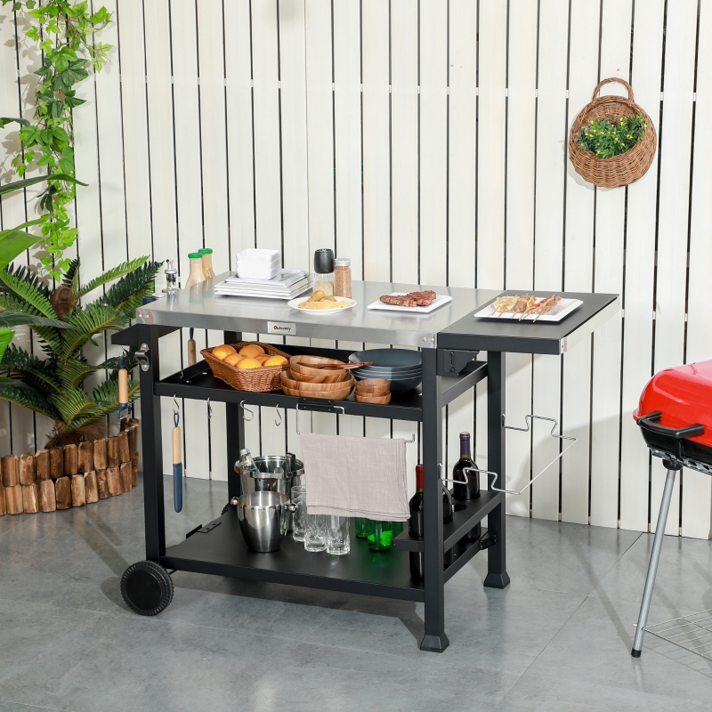 Best Multi-Feature BBQ Grill Table, with Stainless Steel Top - Black - Image 10