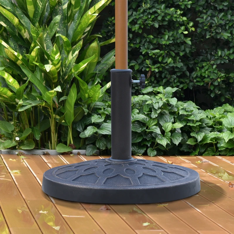 Best 13kg Resin Umbrella Stand Holder, Garden Parasol Base for 38mm or 48mm Outdoor Umbrella Poles, Bronze Tone - Image 2