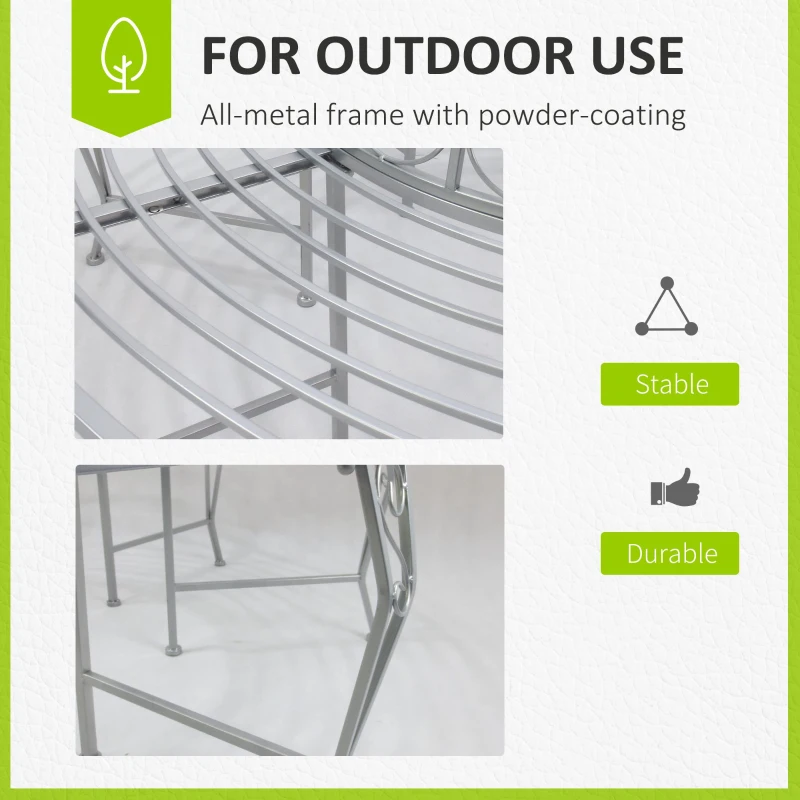 Best Outdoor Garden Metal Round Tree Bench Seat Diameter 160cm Height 90cm Silver - Image 5