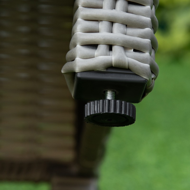 Best 5 Pieces Outdoor PE Rattan Garden Furniture with Cushions, Patio Lounge Adjustable Backrest Chairs, Footstools and Cooler Bar Coffee Table & Cover, Grey - Image 10