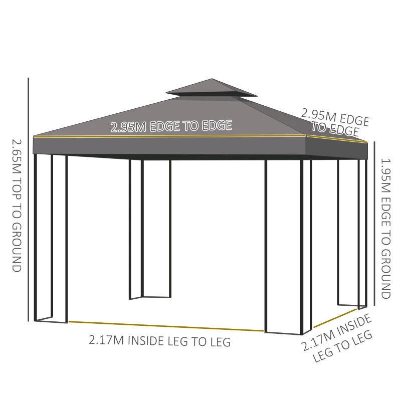 Best 3 x 3 m Garden Gazebo Double Roof Marquee Patio Wedding Party Tent Canopy Shelter with Sidewalls (Brown) - Image 3