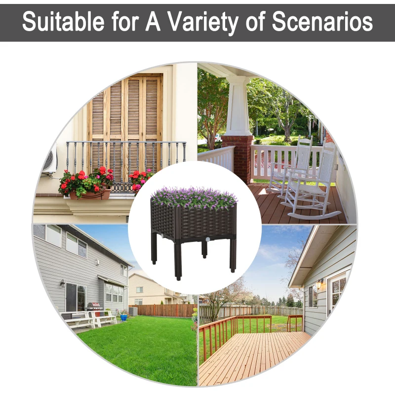 Best Set of 1 26L Garden Raised Bed Elevated Patio Flower Plant Planter Box PP Vegetables Planting Container, Brown - Image 4